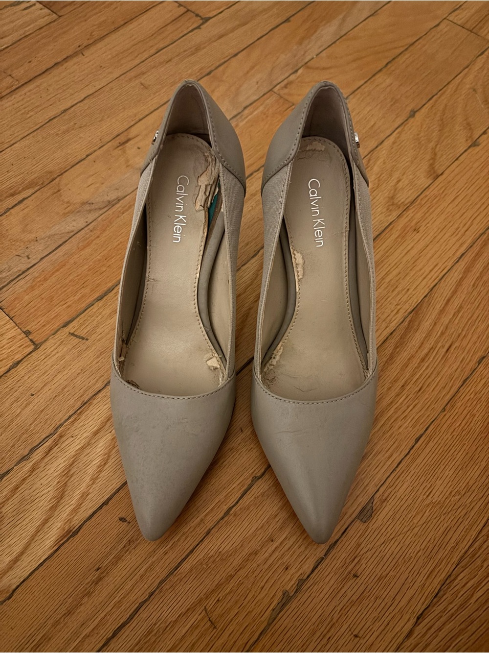 Calvin Klein Pointed Toe Pumps in Pale Gray